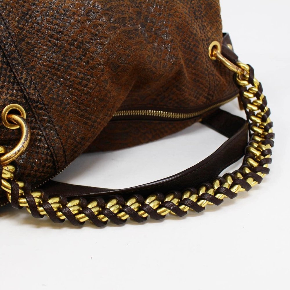 Michael Kors #42324 Brown Python Embossed Handbag - image 8